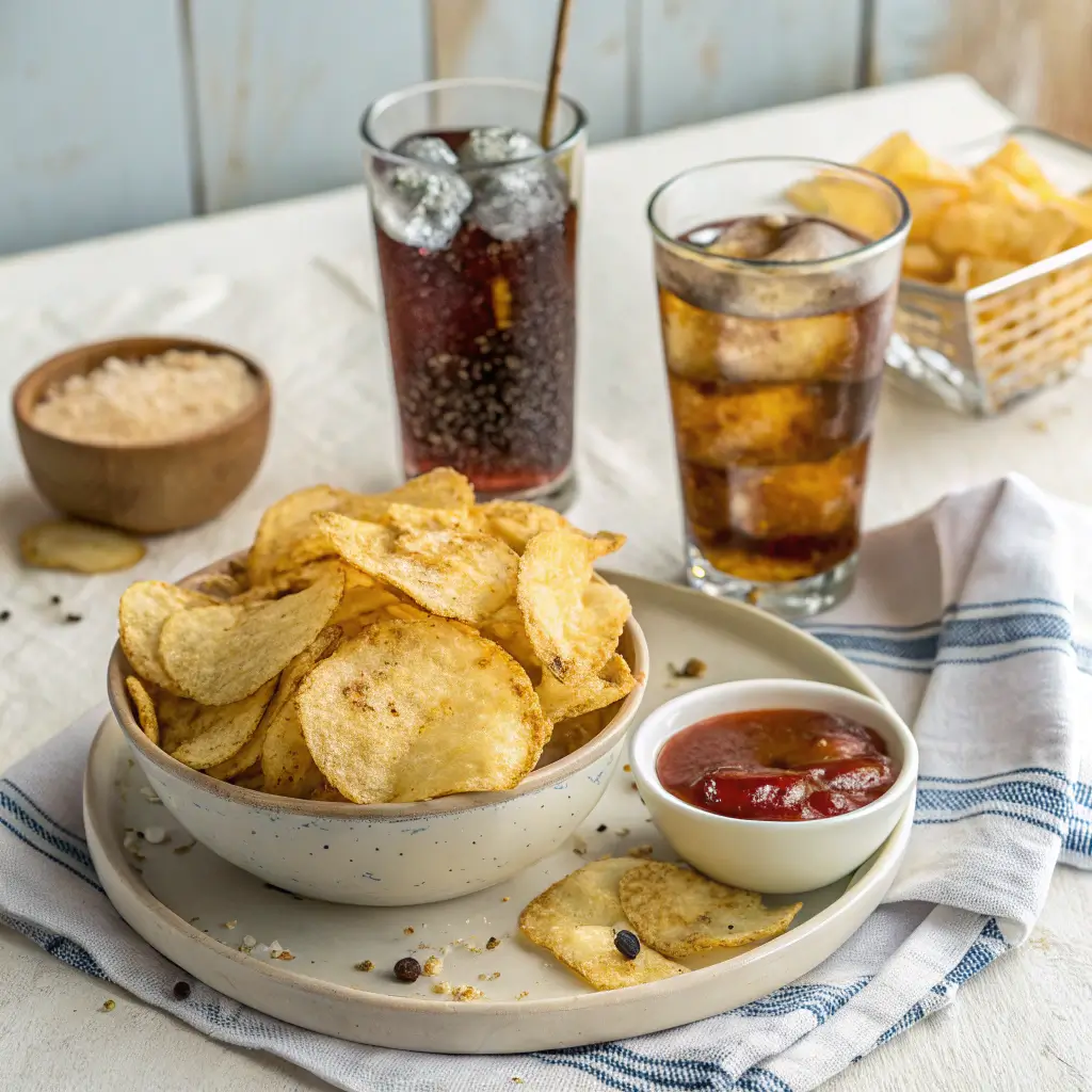 What Drink Goes With Salt and Vinegar Chips? 15 Interesting Drink Ideas 2 Salt and Vinegar Chips served with drinks