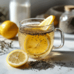 Bariatric seed trick tea with lemon slices and chia seeds