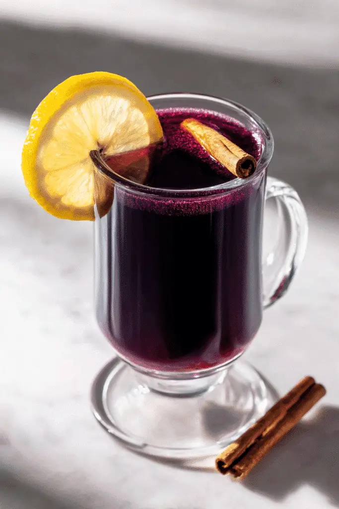 Served purple peel weight loss drink with lemon and cinnamon