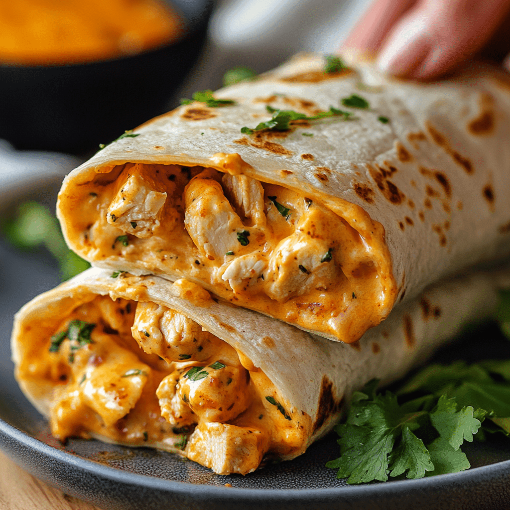 Cheesy Garlic Chicken Wraps