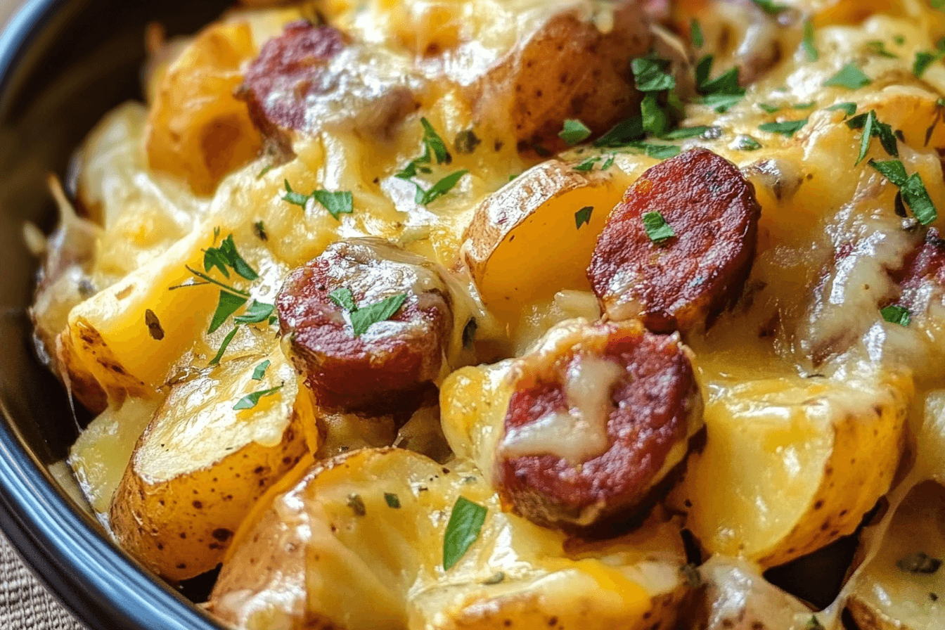 Cheesy Ranch Potatoes and Smoked Sausage