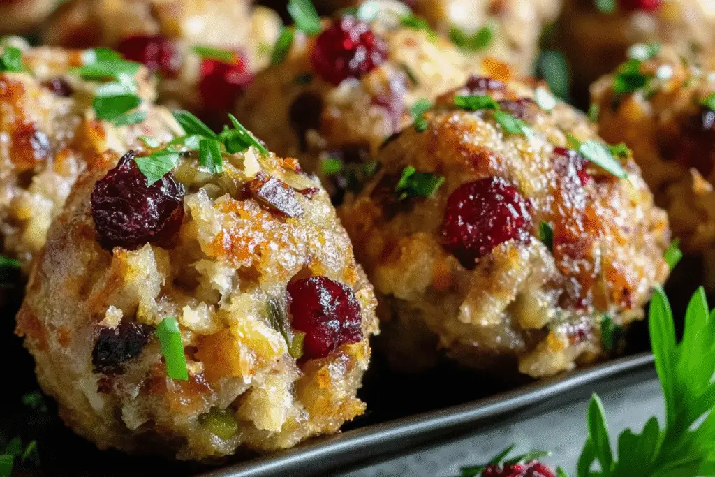 Cranberry Turkey Stuffing Balls