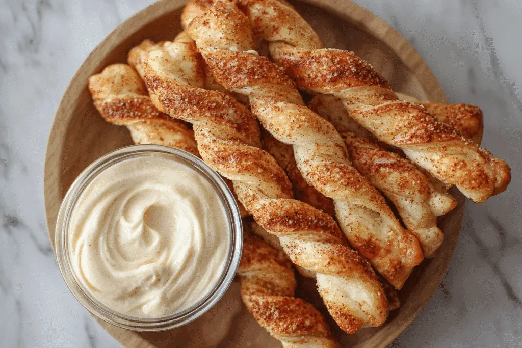 cinnamon twists with cream cheese dip