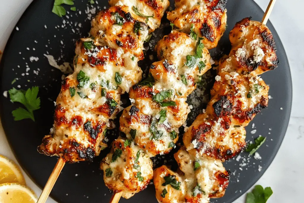 Garlic Parmesan Chicken Skewers
