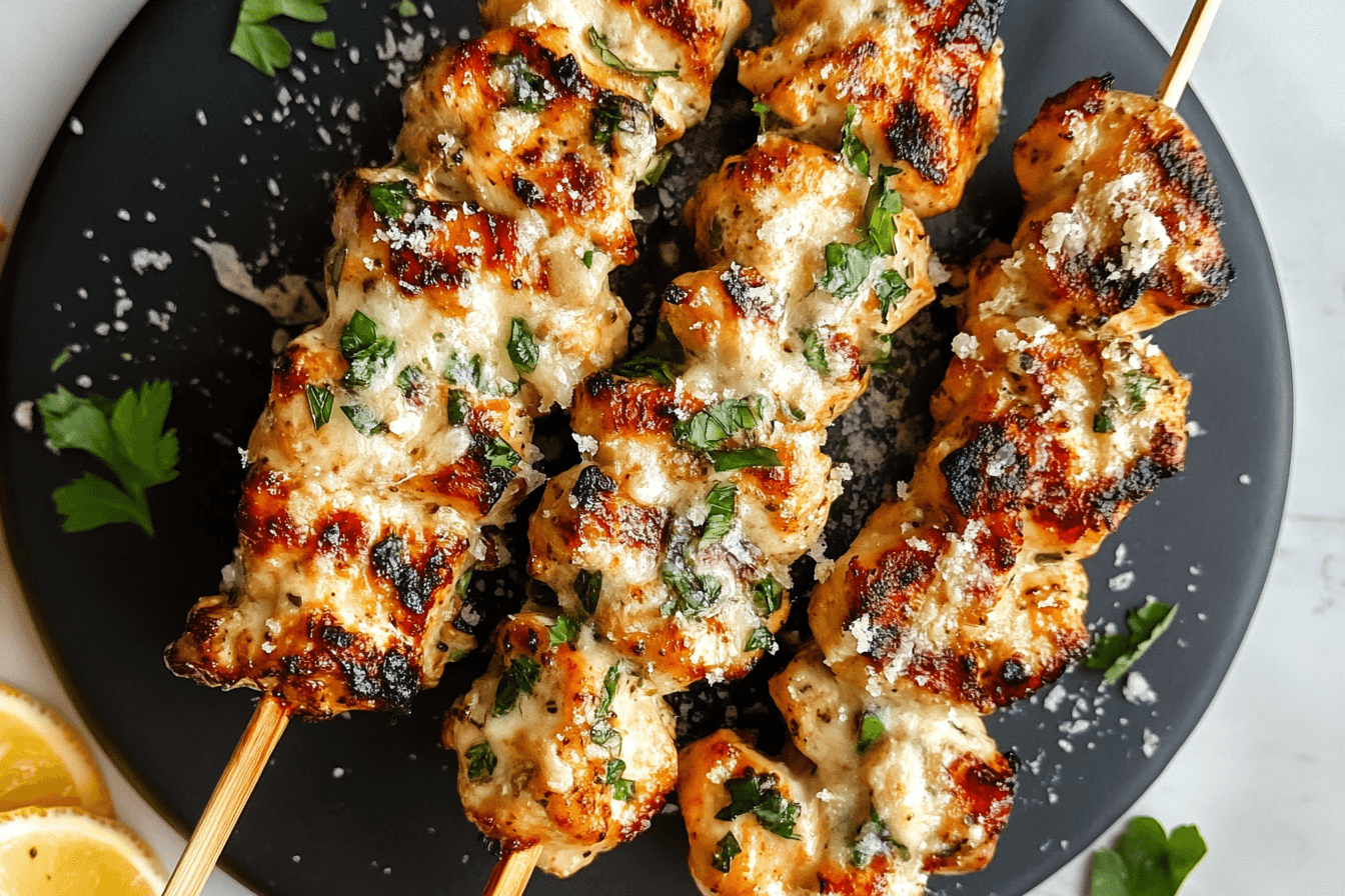 Garlic Parmesan Chicken Skewers