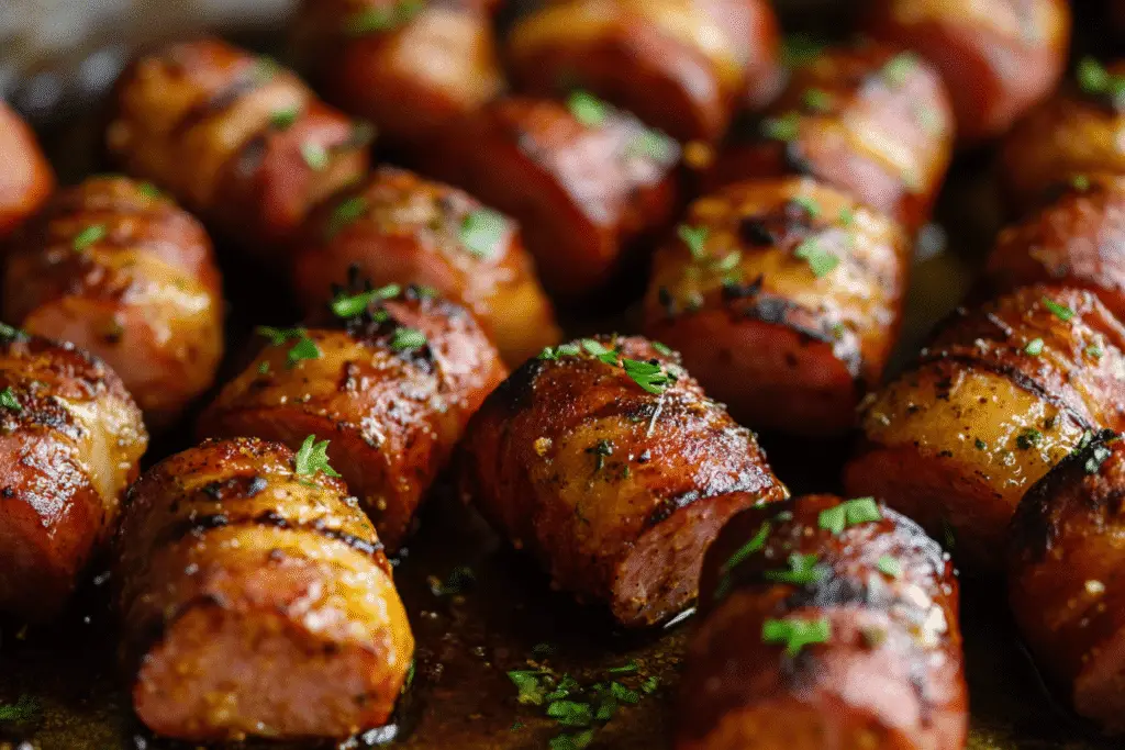 Mustard Hasselback Kielbasa Bites