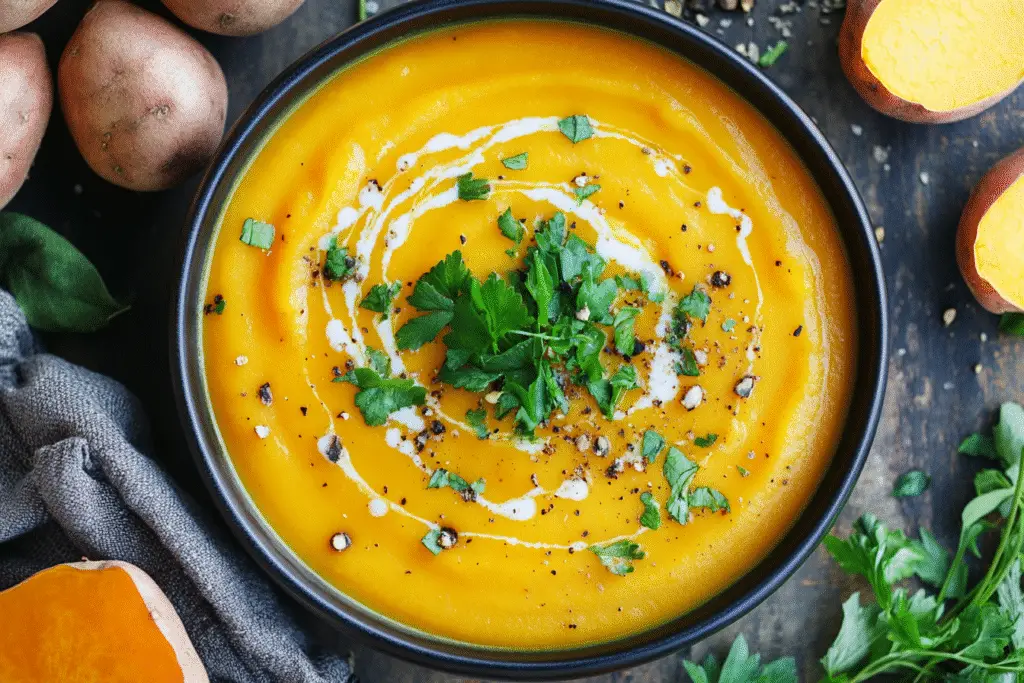 Spicy Butternut Squash Sweet Potato Soup