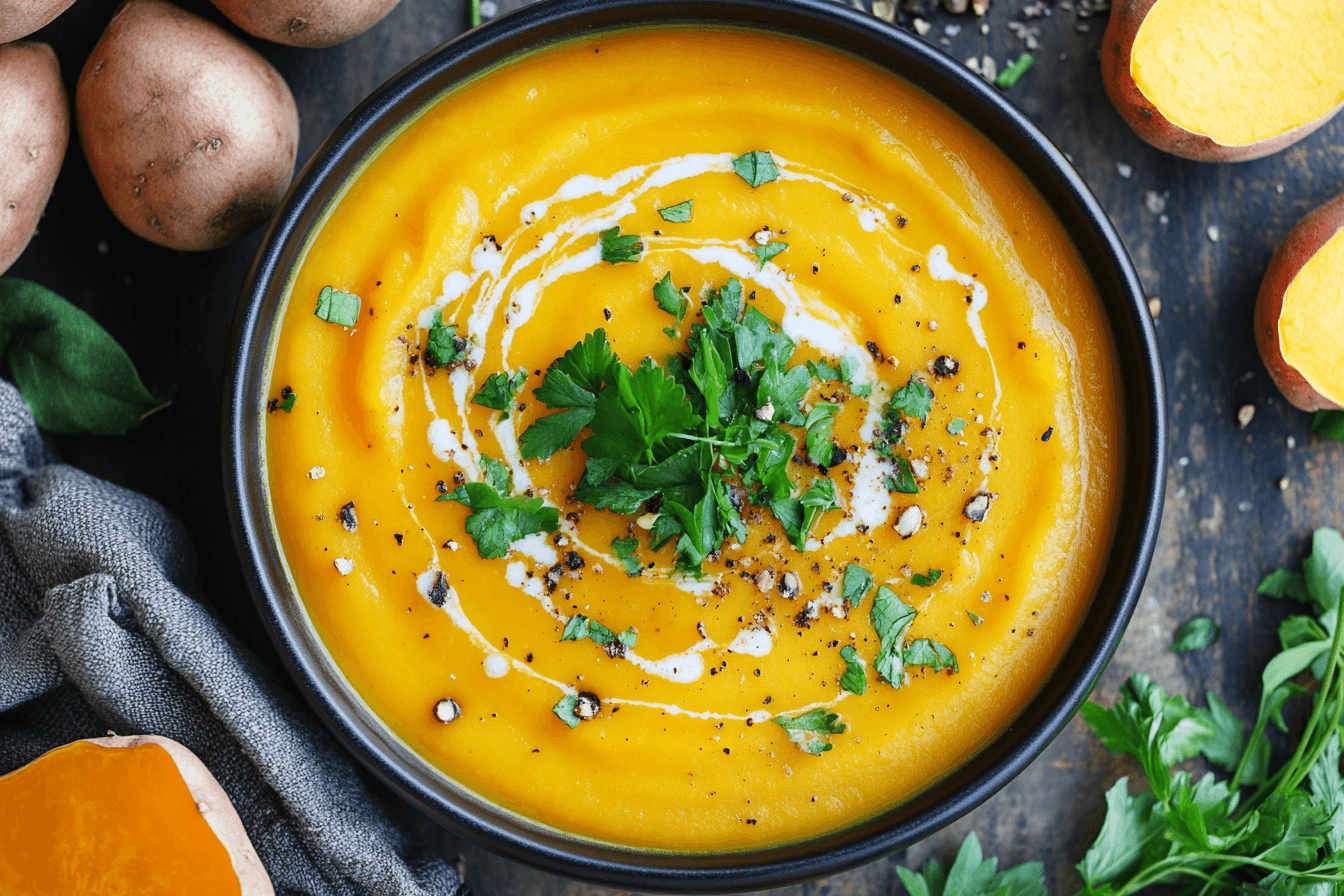 Spicy Butternut Squash Sweet Potato Soup