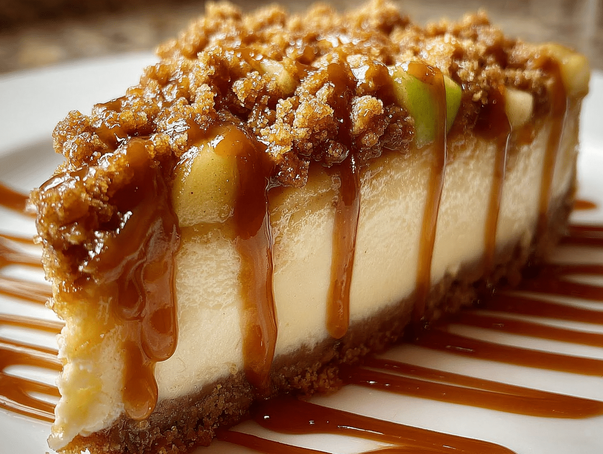 Caramel Apple Crisp Cheesecake