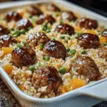 Cheesy Meatball Rice Casserole