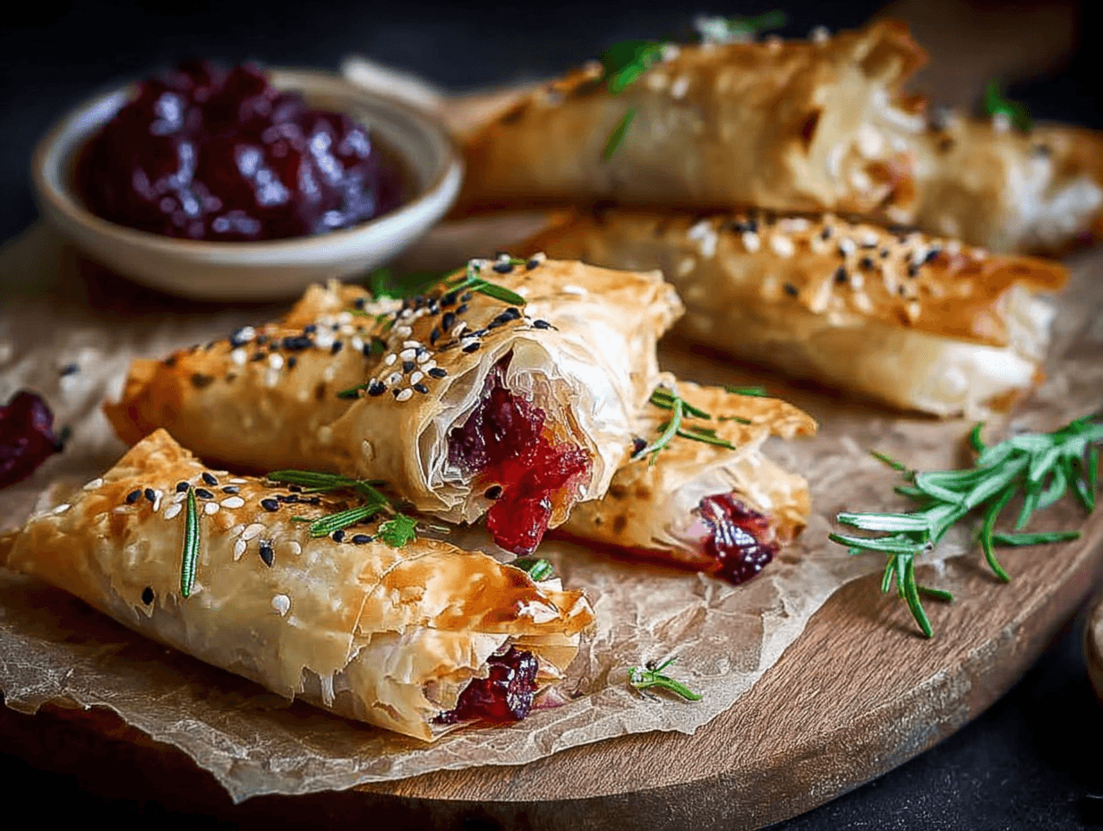 Easy Cranberry and Brie Filo Crackers