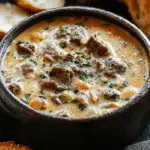 Easy Creamy Philly Cheese Steak Soup