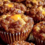 Jumbo Caramel Peach Cobbler Muffins