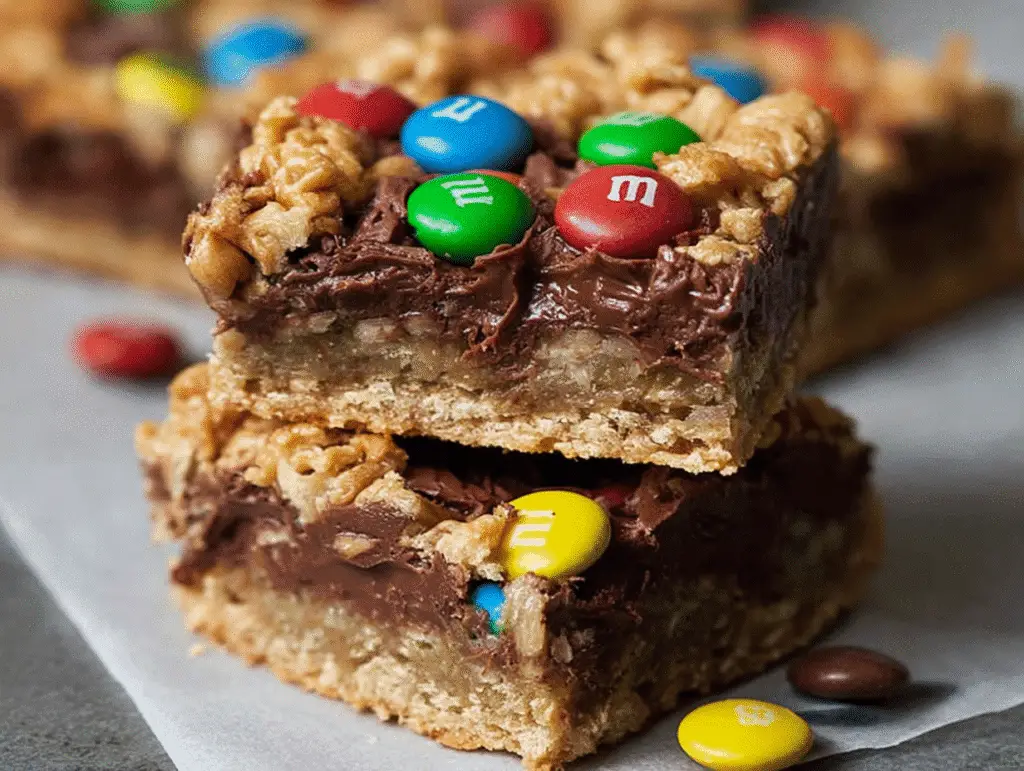 M&M Chocolate Fudge Oatmeal Bars