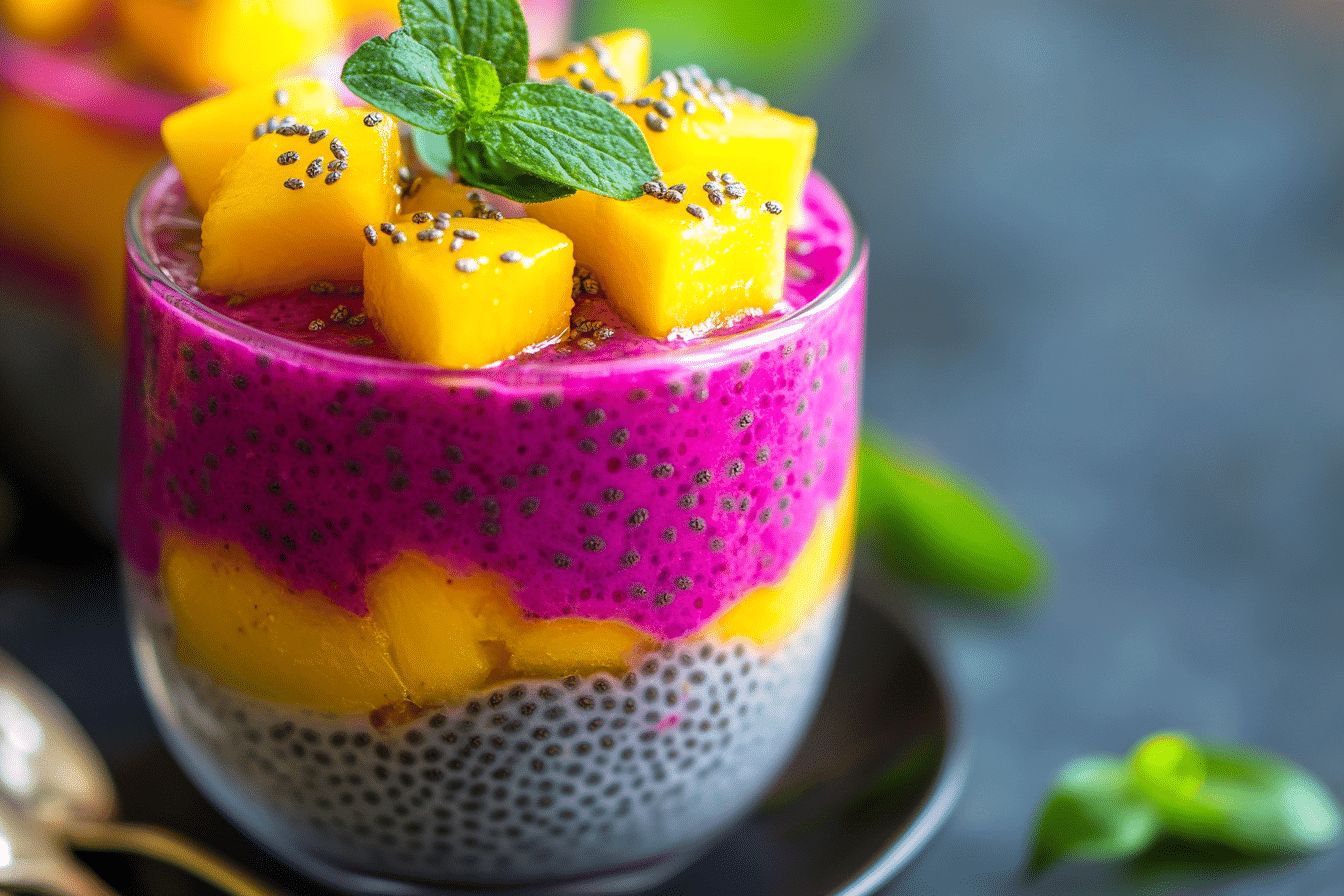 Mango & Dragon Fruit Chia Pudding