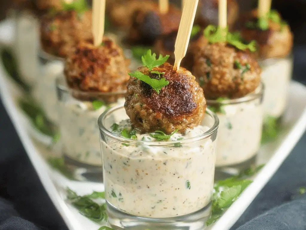 Mediterranean Meatball Appetizers with Tzatziki Sauce