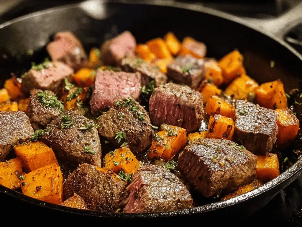 One Pan Steak and Sweet Potato Skillet