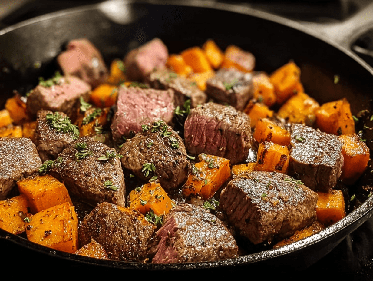 One Pan Steak and Sweet Potato Skillet