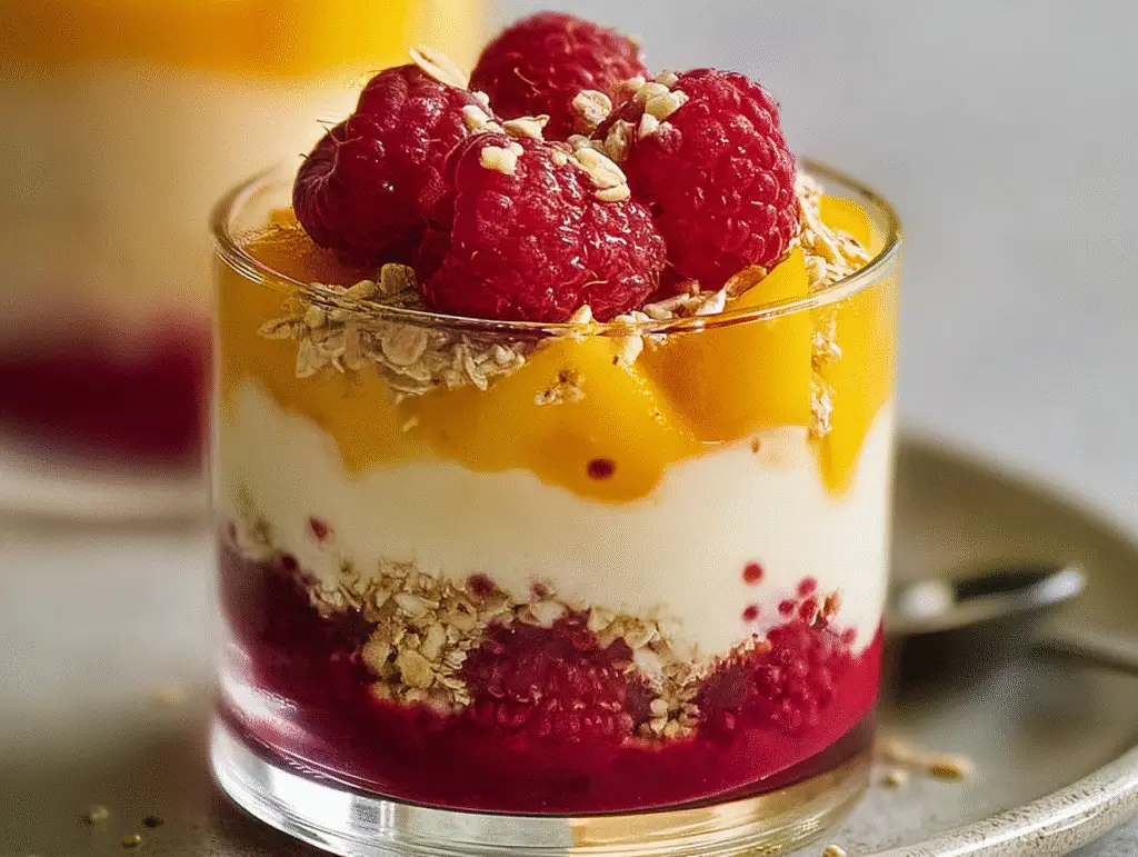 Raspberry & mango yogurt parfait