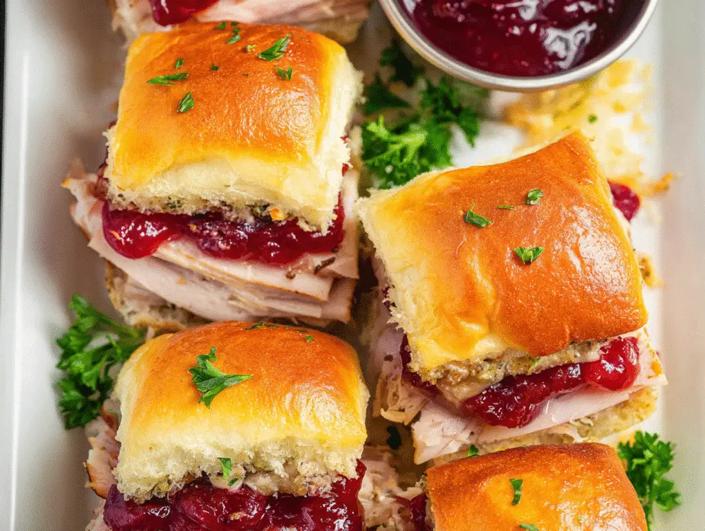 Thanksgiving Leftover Turkey Cranberry Sliders