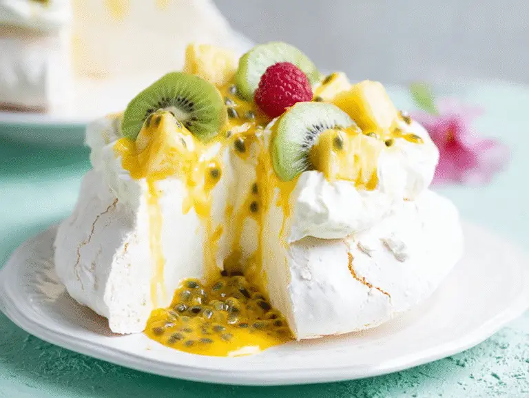 Vanilla Pavlova with Pineapple & Passion Fruit