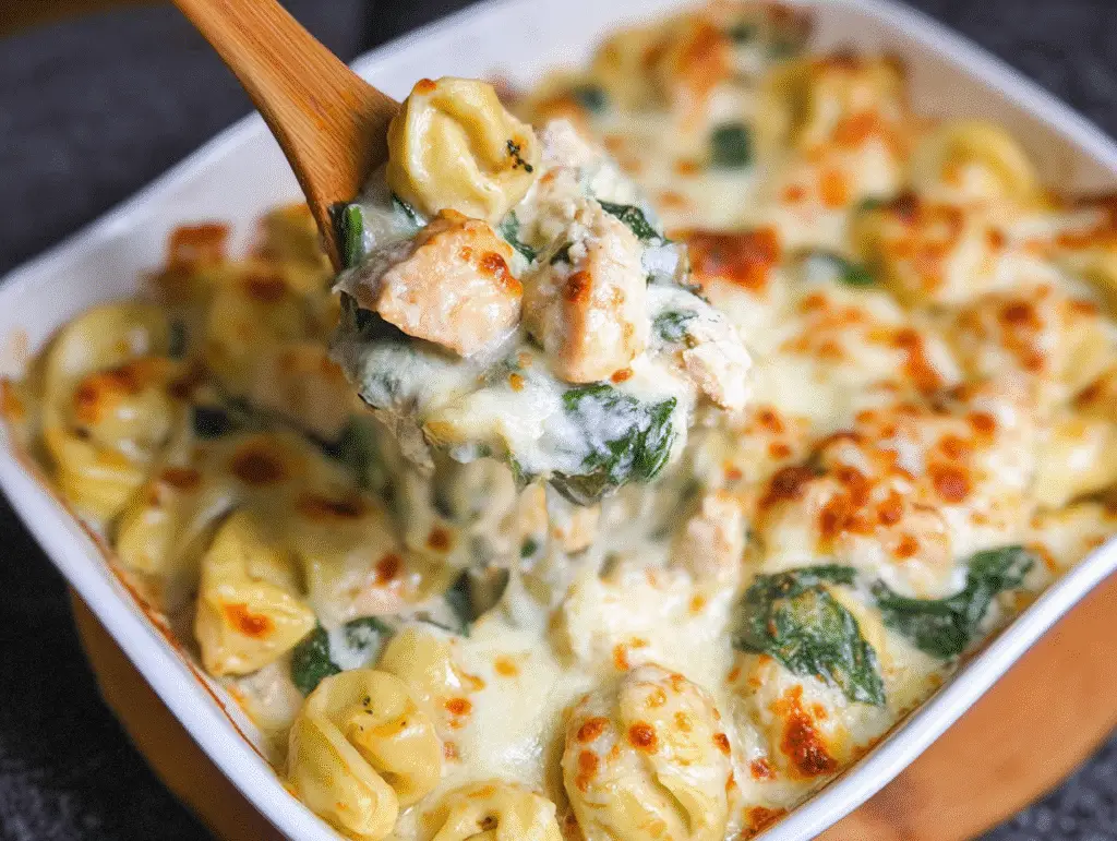 Cheesy Chicken Tortellini Bake