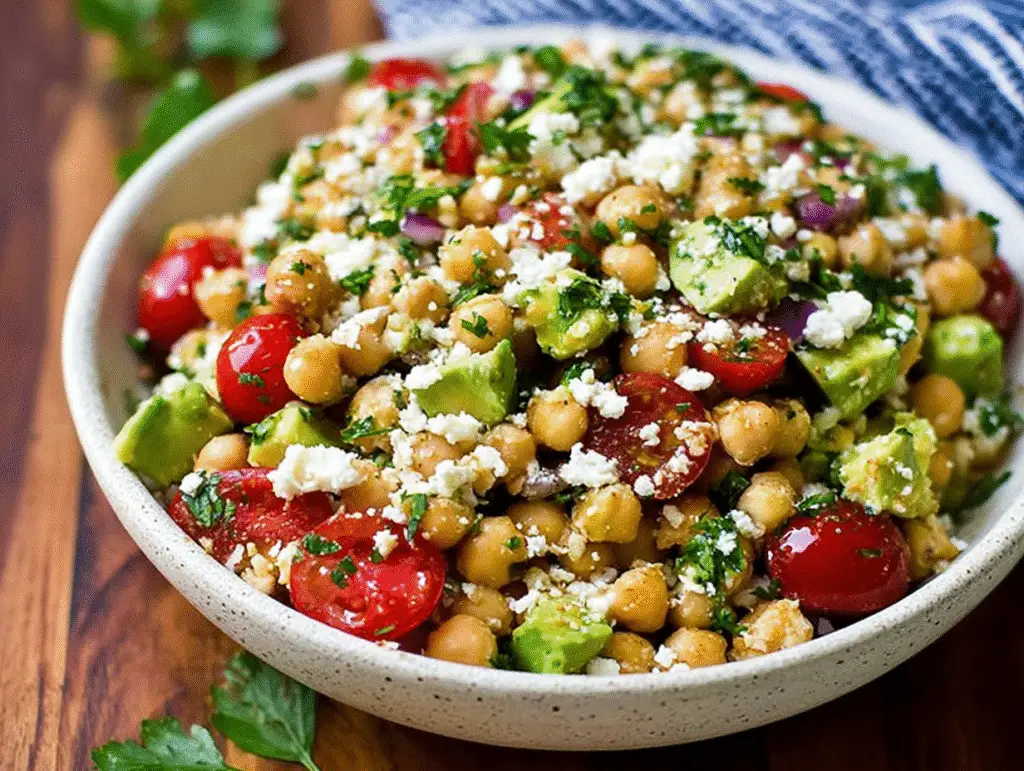 Chickpea Feta Avocado Salad