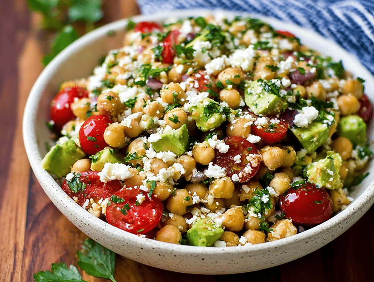 Chickpea Feta Avocado Salad