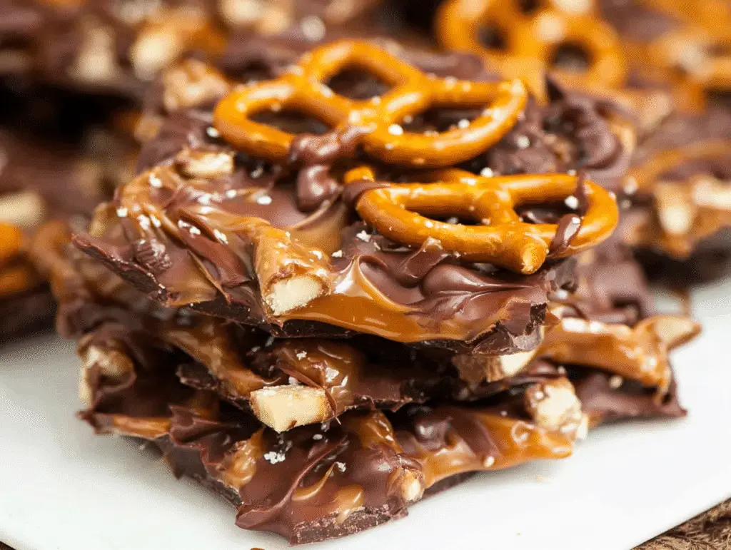 Chocolate Caramel Pretzel Bark