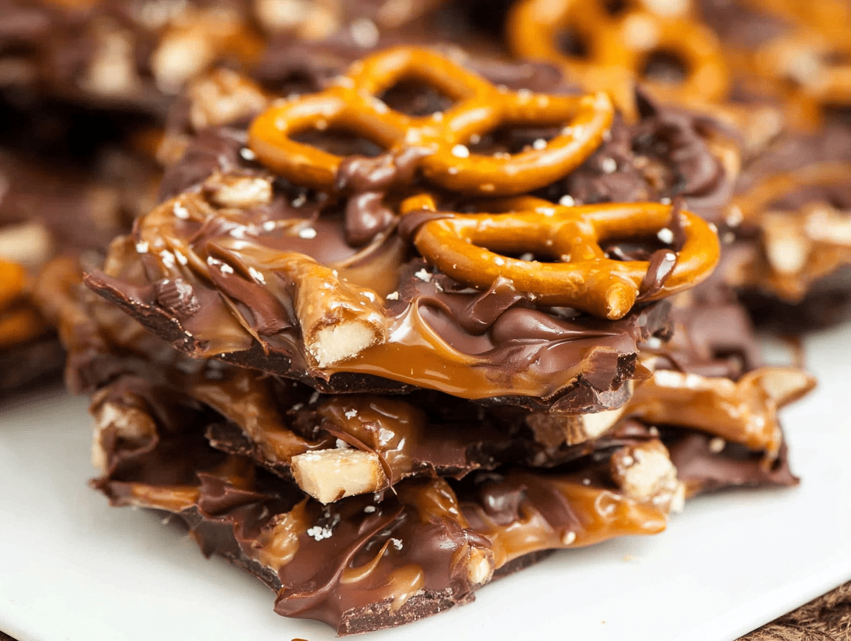 Chocolate Caramel Pretzel Bark