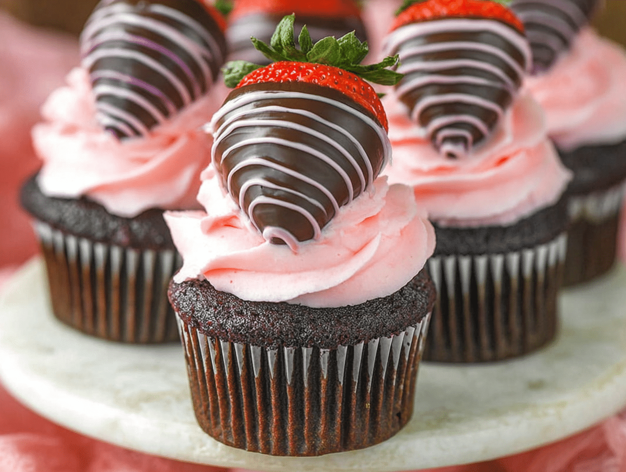 Chocolate Covered Strawberry Cupcakes