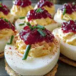 Cranberry Pepper Jelly Cream Cheese Deviled Eggs