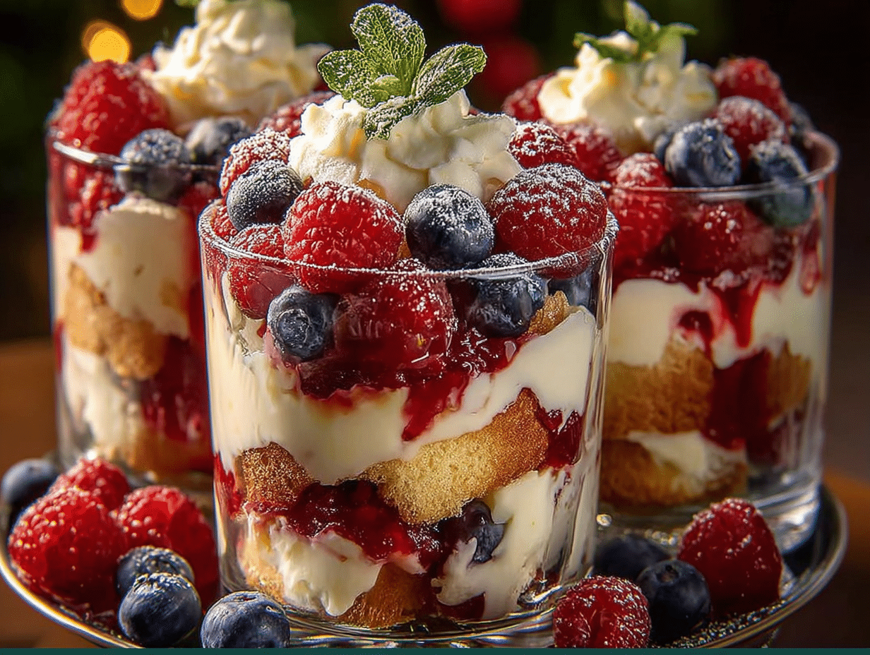 Creamy Christmas Trifle Parfait Shots
