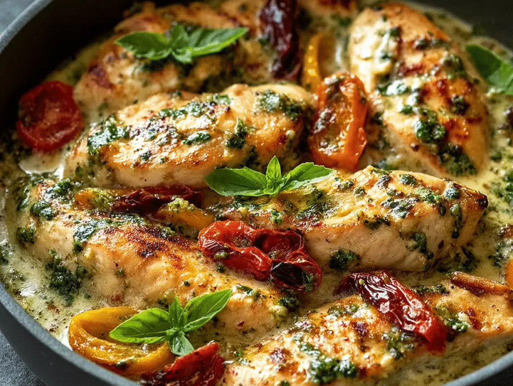 Creamy Garlic Pesto Chicken
