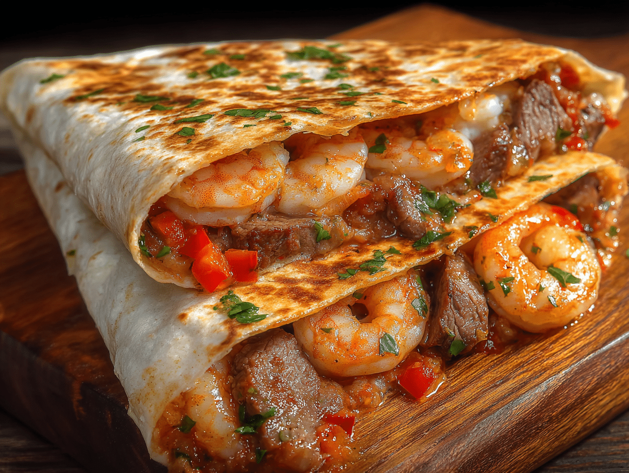 Creole Steak and Shrimp Quesadillas