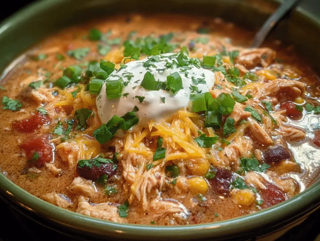 Crockpot Cream Cheese Chicken Chili
