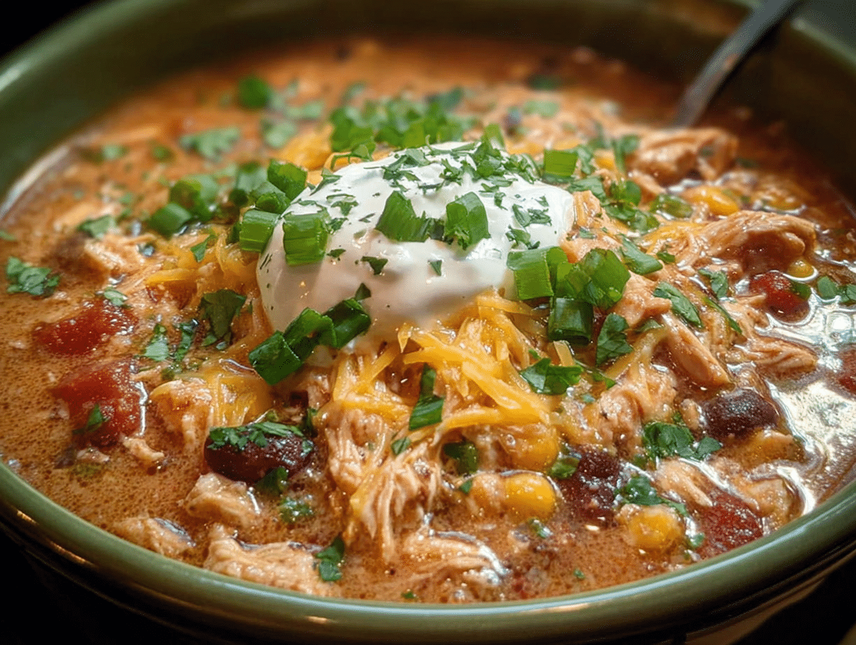 Crockpot Cream Cheese Chicken Chili