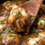 Crockpot French Onion Meatballs