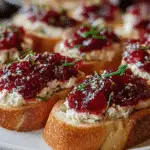 Festive Cranberry Pepper Jelly Cream Cheese Bruschetta