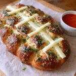 Football Shaped Cheesy Stuffed Garlic Pull Apart Bread