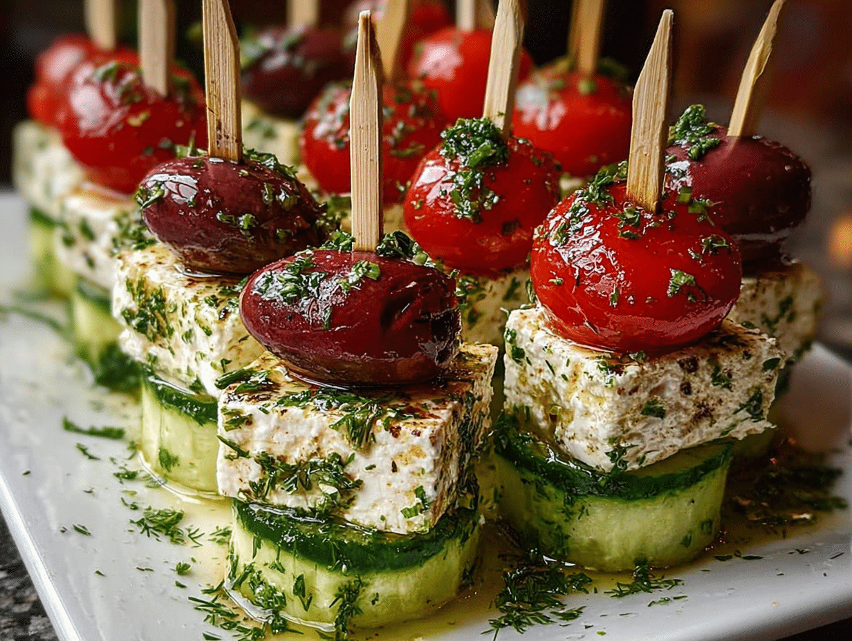 Greek Feta & Cucumber Bite Skewers