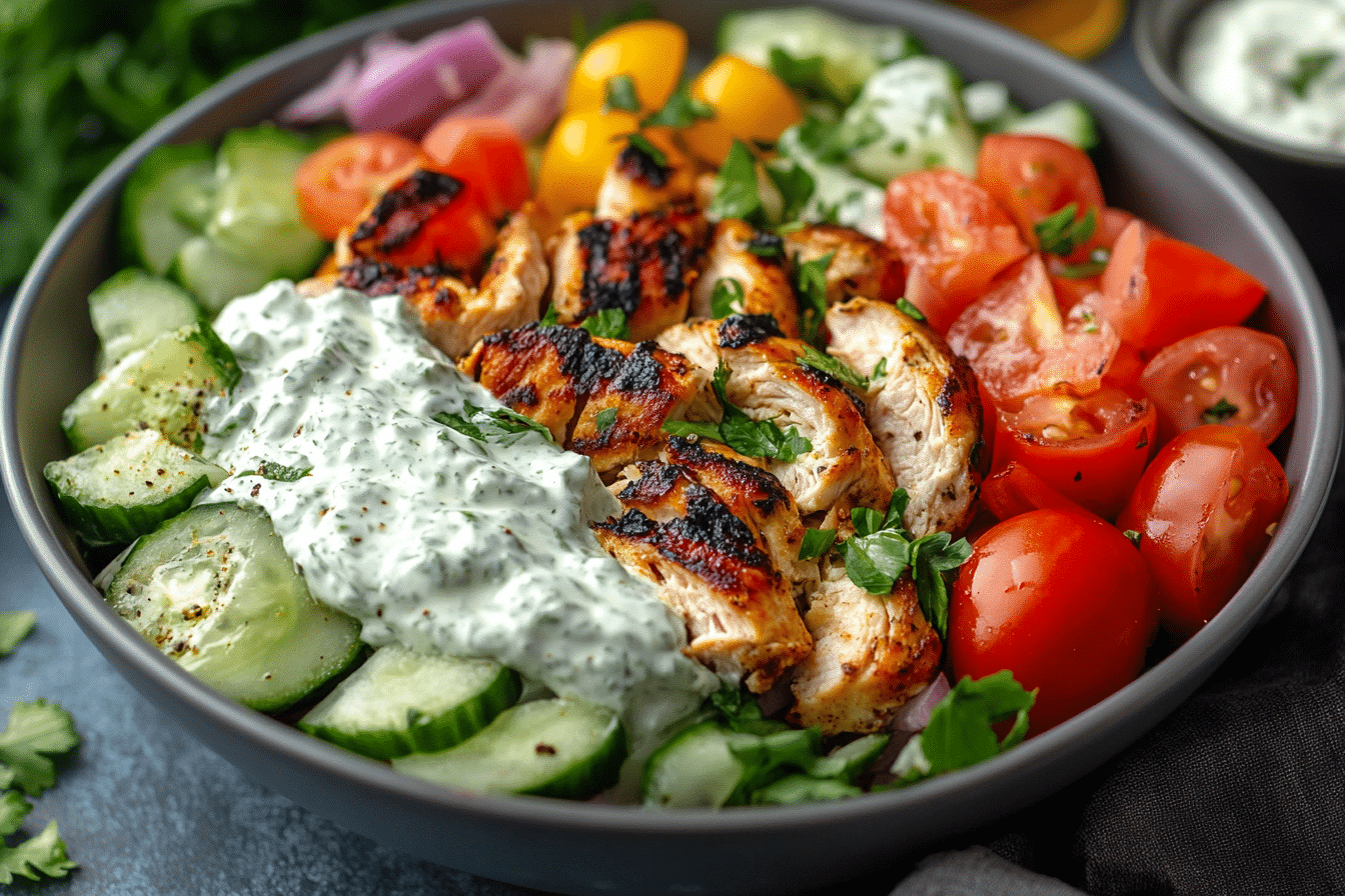 Greek Tzatziki Chicken Salad Bowl: Discover a Refreshing Recipe That Will Brighten Your Meal!