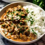 Ground Beef Stroganoff with Rice