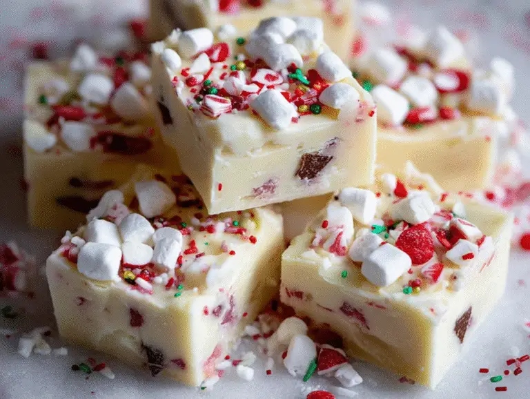 Holiday White Chocolate Marshmallow Fudge