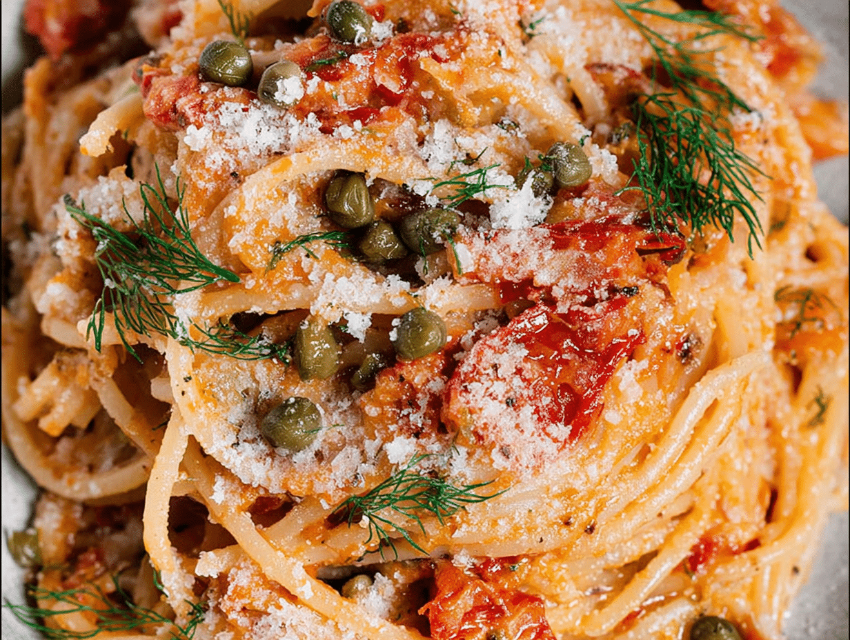 Homemade Sun-Dried Tomato Pasta with Capers