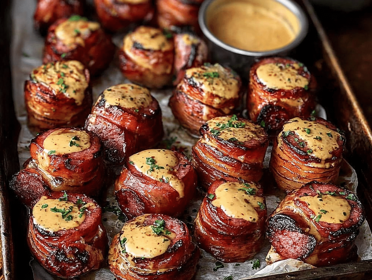 Mustard Hasselback Kielbasa Bites