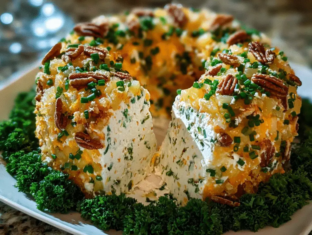 Pineapple & Green Onion Cheese Ball Wreath