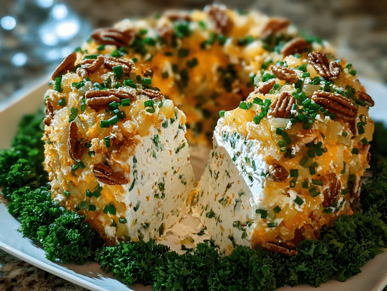 Pineapple & Green Onion Cheese Ball Wreath