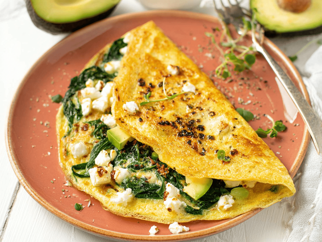 Sheet Pan Spinach and Feta Omelette