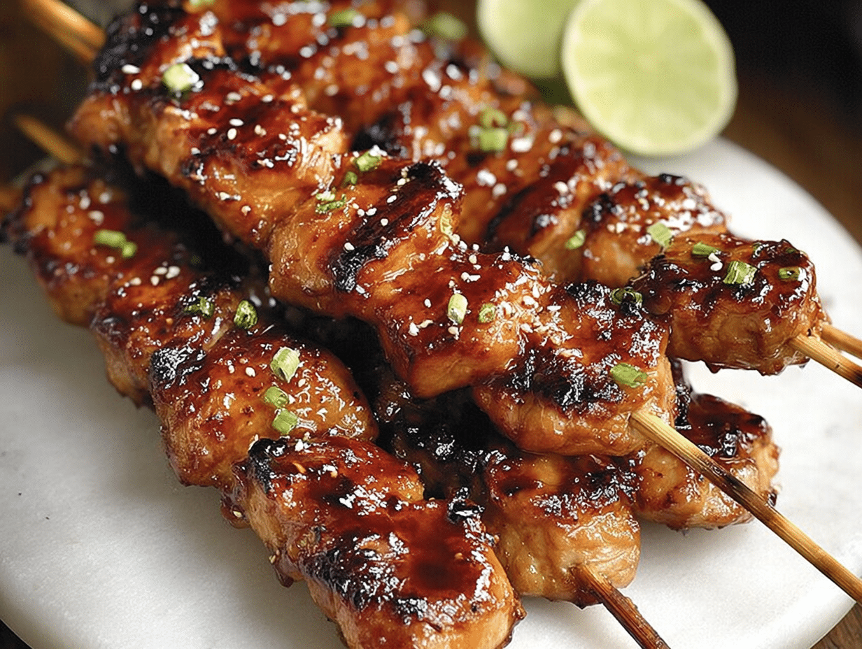 Sticky Bourbon Chicken Skewers